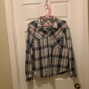 Maurices XXL blue and pink plaid button-down